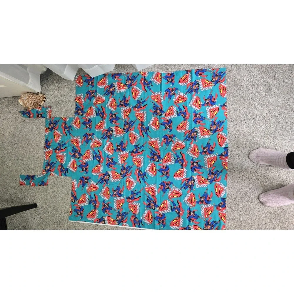 Vintage 1996 Superman DC Comics Fabric Remnant Man Of Steel Craft Quilt 45x55